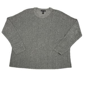 Eileen Fisher Womens Grey Knit Long Sleeve Top Sz S Made In Romania Preppy